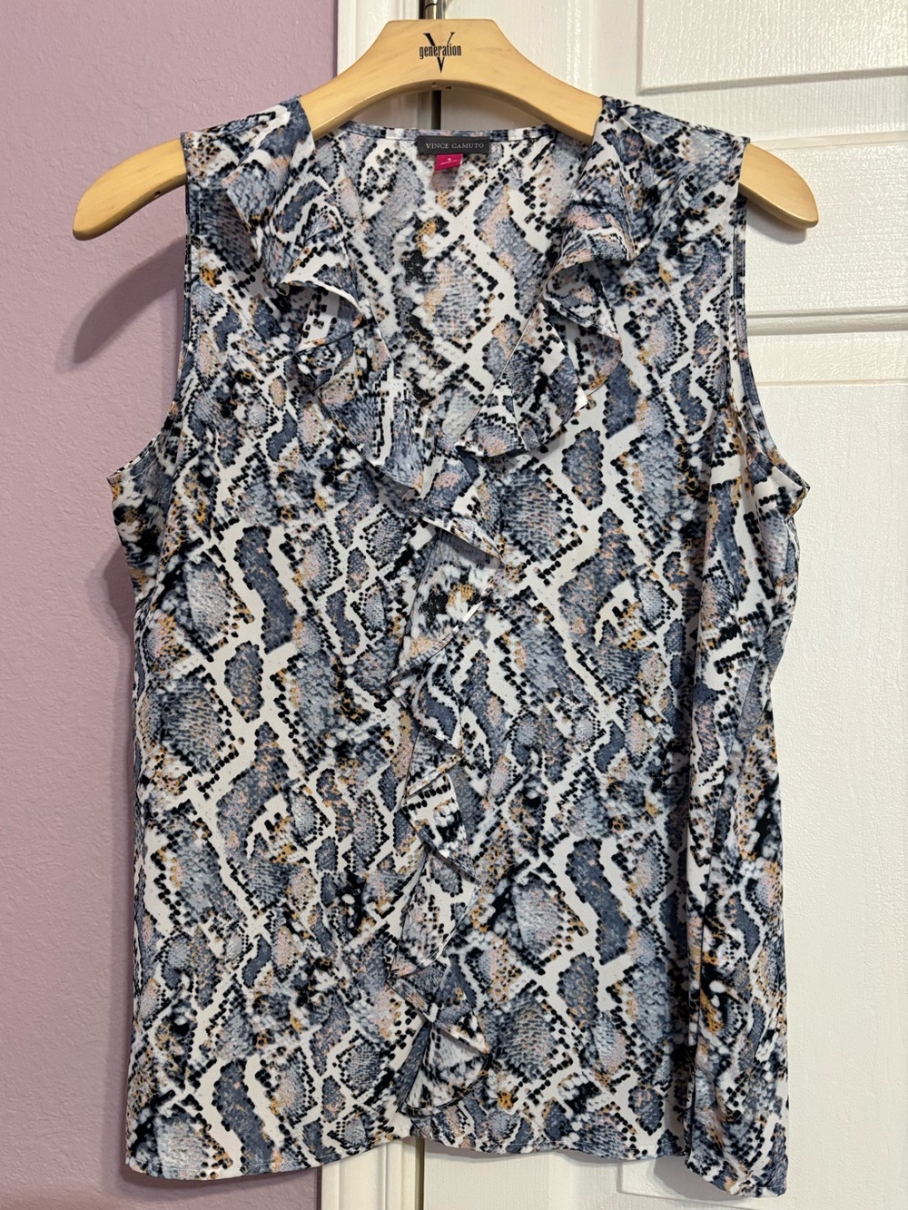 Vince Camuto Printed V-Neck Blouse